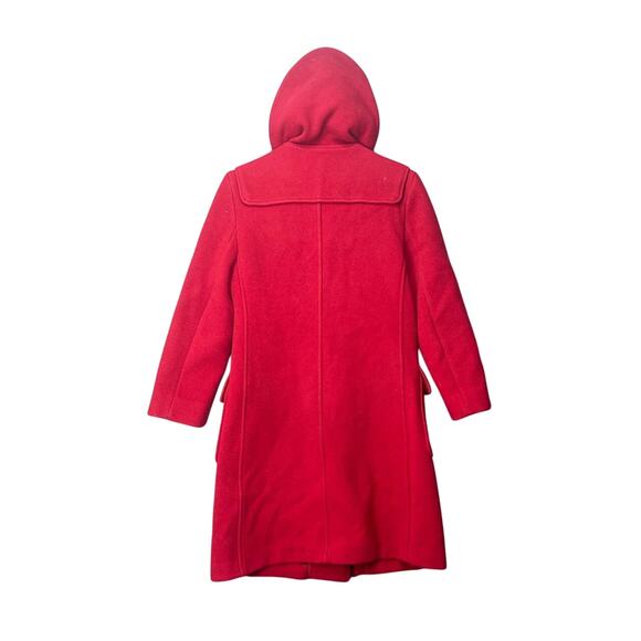 Benetton Wool Duffle Toggle Peacoat Sz S Red Hooded Classic Paddington Bear - Picture 3 of 13